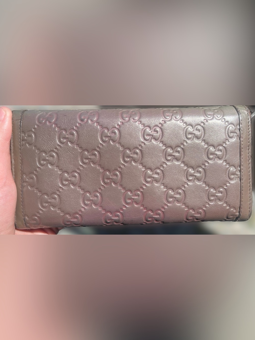 Gucci Guccissima Continental Wallet Taupe Brown Leather Authentic - Picture 3 of 10